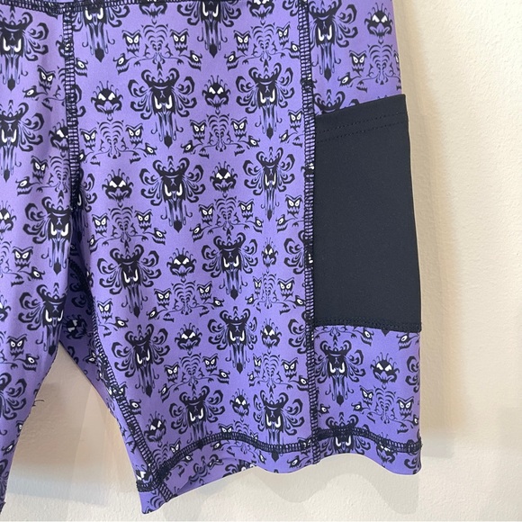 Disney Haunted Mansion wallpaperPatterned Women's Bike Shorts with Black Accents - Picture 3 of 8
